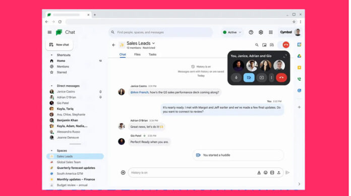 Google lanzó su nuevo chat, que se parece a Slack y Microsoft Teams